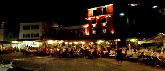 Traditional tavernas lining the harbor